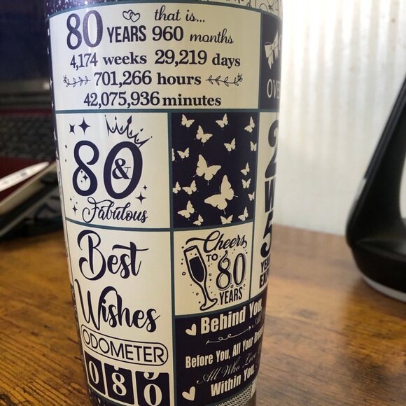Double Wall Insulated Tumbler, 80th Birthday - Picture 4 of 12